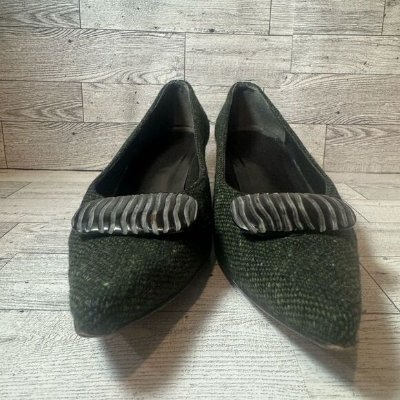 Stuart Weitzman  Green tweed kitten heels size 8.5‎ - Picture 4 of 14